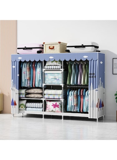 Portable Closet, 82cm，123cm,165cm,201cm Wardrobe Closet for Hanging Clothes with 4 Hanging Rods, 20mm Steel Tube Clothes Storage Organizer for Extra Sturdy, Quick and Easy to Assembly
