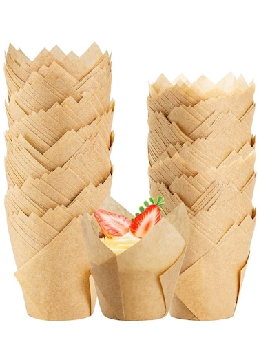 Counts Natural Tulip Cupcake Liners for Baking Cups, Food Grade Parchment Paper Muffin Liners Holders,Greaseproof Cup Cake Wrappers