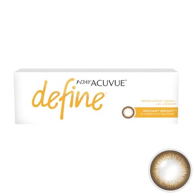 Acuvue 1-Day Define Radiant Bright 30 Pack Power(-4.75), Daily Disposable Contact Lenses, Brown Contact Lenses