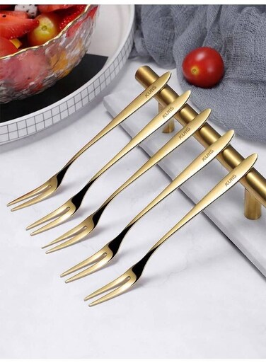 5-Piece Stainless Steel Matt Polish Cake Fork Set