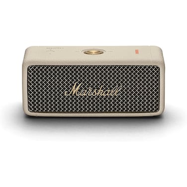 Marshall Emberton II Portable Speaker - Cream: 360&deg; Sound, 20-Hour Playtime, and IPX7 Water Resistance. Enjoy powerful, immersive audio in a compact, durable design perfect for any adventure.