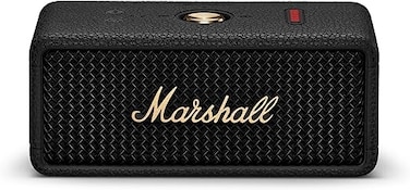 Marshall Emberton III Compact Portable Wireless Speaker, True Stereophonic 360 Degree Sound, Bluetooth 5.3 with Auracast, IP67 Waterproof, 38W Amplification, Built-In Microphone, Black Brass
