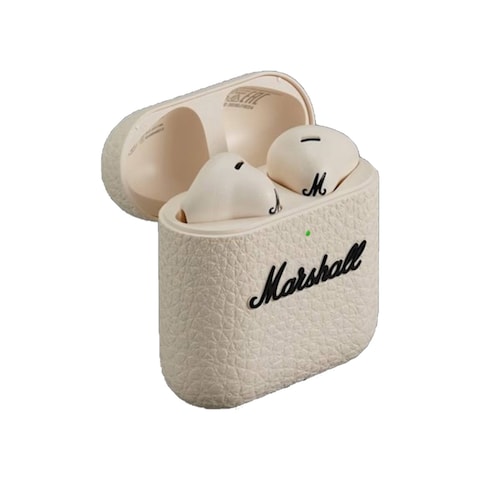Marshall Minor IV Wireless Earbuds with ANC, 12mm Dynamic Driver, Bluetooth 5.3, 30 Hours Playback, IPX4 Water-Resistant, Touch Controls, Wireless Charging, Quick Charge, Cream
