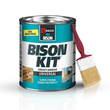 RACO Bison Kit Universal Contact Adhesive Glue, Super Strong, Liquid, 650ml with 2 &frac12;&rdquo; Brush