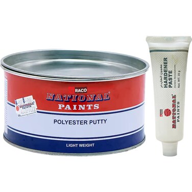 RACO National Paints Polyester Putty Body Filler - High Adhesion for Scratches on Wood, Automotive, Marine, and Yacht Steel (1.5 Kilograms)