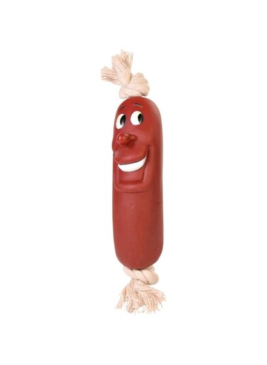 Trixie Vinyl Toy Sausage on a Rope Dog Toy - RED/75X4X3CM