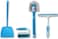 Clean &amp; Care Cleaning Set Toilet Brush, Scrubbing Brush, Dish Brush and Wiper Squeezee Bathroom Floor Cleaning