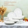 Melrich 38 Piece Opal ware Dinner Set 6 Dinner Plate 6 Dessert Plate 6 Soup Plate 6 Bowls 1 Serving Bowl 1 Serving Plate 6+6 Cup and Saucer Dishwasher Safe