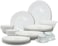 Melrich 38 Piece Opal ware Dinner Set 6 Dinner Plate 6 Dessert Plate 6 Soup Plate 6 Bowls 1 Serving Bowl 1 Serving Plate 6+6 Cup and Saucer Dishwasher Safe