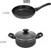 Auroware Non Stick Pack of 2 Frying Pan and Casserole with Lid Pressed Aluminium Dishwasher Safe, Strong and Durable PFOA Free frypan
