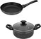 Auroware Non Stick Pack of 2 Frying Pan and Casserole with Lid Pressed Aluminium Dishwasher Safe, Strong and Durable PFOA Free frypan