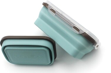 Auroware 2 Set Silicone School Lunch Box Collapsible Eco Friendly Food safe MIcrowave &amp; Dishwasher safe LIght weight