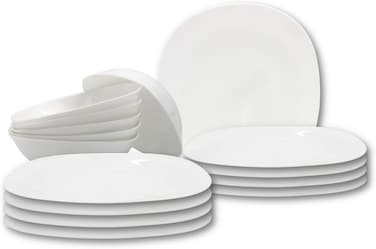 Melrich 10 Pcs Opalware Dinner Set 3 Dinner Plate, 3 Dessert Plate, 2 Bowl, 1 Serving Bowl, 1 Serving Plate Dishwasher Microwave Safe Heat Scratch Resistance