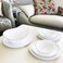 Melrich 10 Pcs Gold line Opalware Dinner Set 3 Dinner Plate, 3 Dessert Plate, 2 Bowl, 1 Serving Bowl, 1 Serving Plate Dishwasher Microwave Safe Heat Scratch Resistance