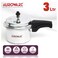 Auroware 3 Ltr Pressure Cooker Heavy Duty Aluminium with lid Strong Handle Save Energy Time Safety Valves Dishwasher safe