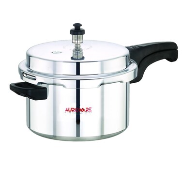 Auroware 7.5 Ltr Pressure Cooker Heavy Duty Aluminium with lid Strong Handle Save Energy Time Safety Valves Dishwasher safe