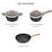 Auroware 5 Pcs Non Stick Cooking Pots and Pan Set Forged Aluminium Dishwasher safe Kitchen Cookware PFOA Free 1 Casserole and 1 Saucepan with lid 1 Fry pan