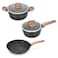 Auroware 5 Pcs Non Stick Cooking Pots and Pan Set Forged Aluminium Dishwasher safe Kitchen Cookware PFOA Free 1 Casserole and 1 Saucepan with lid 1 Fry pan