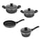 Auroware 7 Pcs Non Stick Cooking Pots and Pan Set Pressed Aluminium Kitchen Cookware PFOA Free 2 Casserole and 1 Saucepan with Lid 1 Frying pan