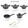 Auroware 11 Pcs Non Stick Cooking Pots and Pan Set Pressed Aluminium Kitchen Cookware PFOA Free 3 Casserole and 1 Saucepan with Lid 1 Frying pan 2 Kitchen Utensils