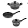 Auroware 5 Pcs Non Stick Cooking Pots and Pan Set Pressed Aluminium Kitchen Cookware PFOA Free 1 Casserole and 1 Saucepan with Lid 1 Frying pan