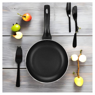 Auroware 5 Pcs Non Stick Cooking Pots and Pan Set Pressed Aluminium Kitchen Cookware PFOA Free 1 Casserole and 1 Saucepan with Lid 1 Frying pan