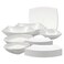 Melrich 28 Pcs Opal ware Dinner set 8 Dinner plate, 8 Dessert plate, 8 Bowl, 1 Serving plate, 1 Serving Bowl 1 Chicken &amp; 1 Fish Grill Tray Dishwasher Microwave Safe