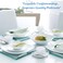 Melrich 44 Pcs Opal ware Dinner set 8 Dinner plate, 8 Dessert plate, 8 Bowl, 2 Serving plate, 2 Serving Bowl 4 Chicken &amp; Fish Grill Tray 6+6 Cup &amp; Saucer Dishwasher Microwave Safe