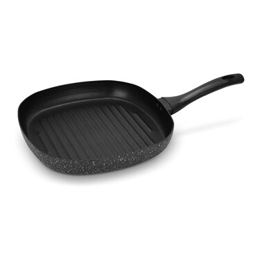 Auroware Long lasting Non-Stick 28 Cm Square Grill Pan Black Aluminum Durable Marble Coating Strong Handle
