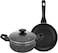 Auroware 3 Piece Non Stick Cookware Set Frying pan Casserole with Lid Induction Bottom Three Layer coating