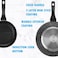 Auroware 18 Piece Non Stick Cookware Ser Induction Bottom PFOA Free Frying pan Casserole with Lid Sauce Pan with Lid Wok pan with Lid Table Mat Knife Kitchen Utensils