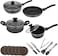 Auroware 18 Piece Non Stick Cookware Ser Induction Bottom PFOA Free Frying pan Casserole with Lid Sauce Pan with Lid Wok pan with Lid Table Mat Knife Kitchen Utensils