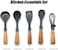 Auroware Kitchen Handle Wood Utensils Set 5 Piece for Baking, Cooking, and Mixing, Dishwasher Safe, Heat Resistant, Soup ladle, Slotted turner, Egg whisk, Solid spoon, and skimmer