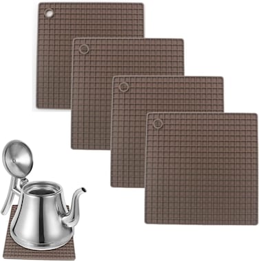 Auroware 4 Pcs Silicone Table mat Set Dining Kitchen mat Heat resistance Water resistance easy to clean solid material (Sqaure)