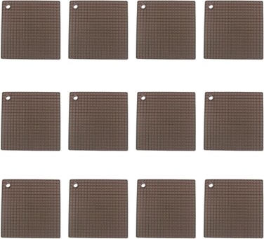 Auroware 12 Pcs Silicone Table mat Set Dining Kitchen mat Heat resistance Water resistance easy to clean solid material (Sqaure)