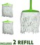 Clean &amp; Care Cleaning Set Home Kitchen Broom with Stick, Wiper With Stick Cotton Mop with Iron Stick and Two Refill (Assorted Color)