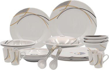 Melrich 18 Pcs Melamine Dinnerware set Dinner Soup salad plates bowls spoons serving plates Durable and Long lasting for kitchen Dishwasher safe