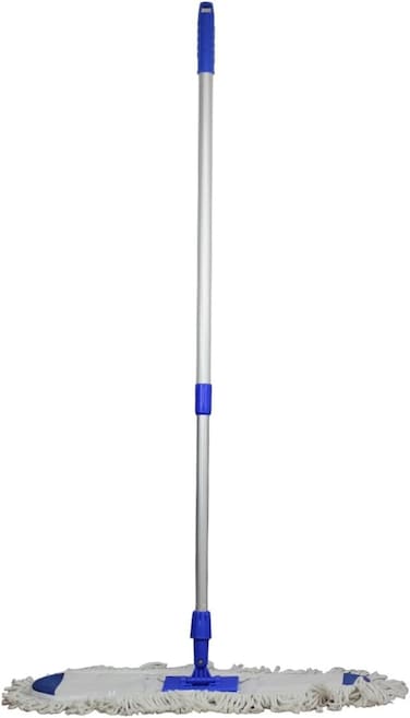 Clean &amp; Care Cotton Flat Mop with Stick Adjustable Handle Home Kitchen Office Cleaning Long handle Reusable Easy to clean (60CM)