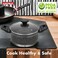 Auroware Non Stick 32cm Casserole with Glass Lid, Black, Pressed Aluminium, Dishwasher safe, Durable and Strong Handle