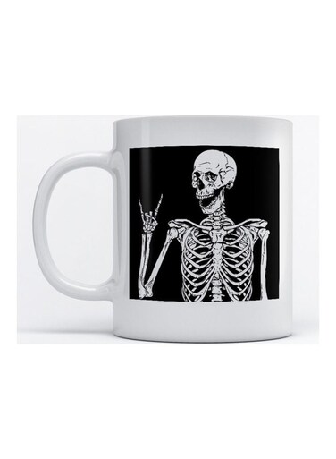 Mug Skeleton Black Background for Coffee and Tea White
