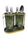 ECVV Stainless Steel ABS plastic Clear + Gold Spoon and Fork Cutlery Holder 20.5x11x17 cm   Restaurant Hotel Tableware Fork Knife Spoon Storage Cage Kitchen Wire Hanging Rack, Round Shape