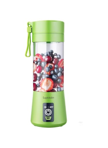 Showay feiXIANG Portable Blender, Personal Mixer Fruit Rechargeable With Usb, Mini Blender For Smoothie, Fruit Juice, Full-Face Mask, 380ml, Six 3D Blades For Great Mixing (Green)
