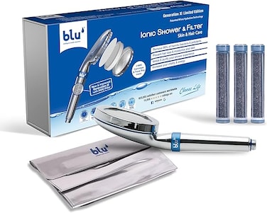 blu Ionic Shower Head and Shower Filter - Handheld - Removes Chlorine &amp; Harmful Pollutants - Prevent Hair Loss &amp; Moisturize Your Skin, Chrome