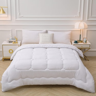 GOLDEN HOME Comforter Duvet Quilt Insert Full White Down Alternative All Season Microfiber (King (220x240 cm)