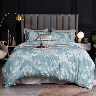 GOLDEN HOME  6-Piece King Size Duvet Cover Set, 1 Duvet Cover + 1 Fitted Sheet + 4 Pillow Cases, Microfibre, Without filler