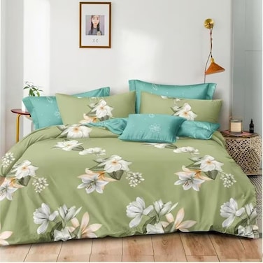 GOLDEN HOME  6-Piece King Size Duvet Cover Set, 1 Duvet Cover + 1 Fitted Sheet + 4 Pillow Cases, Microfibre, Without filler