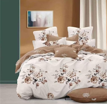 GOLDEN HOME  6-Piece King Size Duvet Cover Set, 1 Duvet Cover + 1 Fitted Sheet + 4 Pillow Cases, Microfibre, Without filler