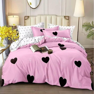 GOLDEN HOME  6-Piece King Size Duvet Cover Set, 1 Duvet Cover + 1 Fitted Sheet + 4 Pillow Cases, Microfibre, Without filler