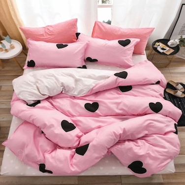 GOLDEN HOME  6-Piece King Size Duvet Cover Set, 1 Duvet Cover + 1 Fitted Sheet + 4 Pillow Cases, Microfibre, Muesli