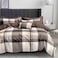 GOLDEN HOME  6-Piece King Size Duvet Cover Set, 1 Duvet Cover + 1 Fitted Sheet + 4 Pillow Cases, Microfibre, Muesli
